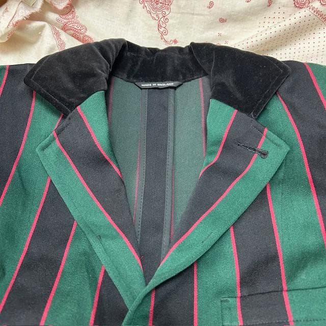 イングランド製 Raincheetah 太ストライプ スクールジャケット M