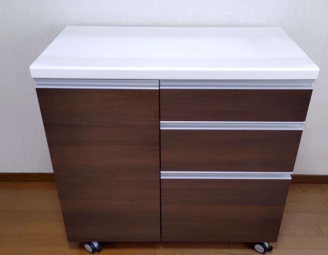 【美品】キャスター付きカウンターワゴン　幅90cm