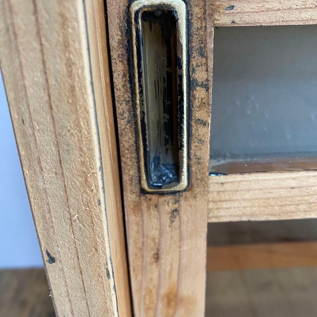 アンティーク ガラス 戸棚 キャビネット 食器棚 本棚 飾り棚 無塗装z