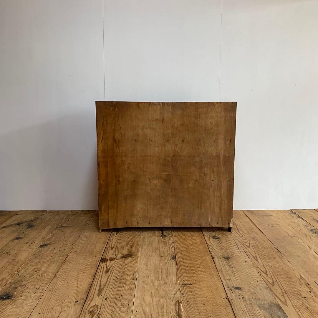 アンティーク ガラス 戸棚 キャビネット 食器棚 本棚 飾り棚 無塗装z