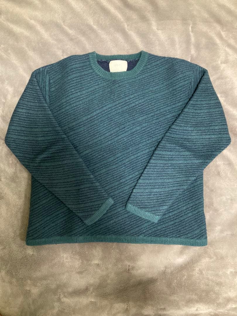 YOKE / BIAS BORDER KNIT SWEATER 23AW ブルー