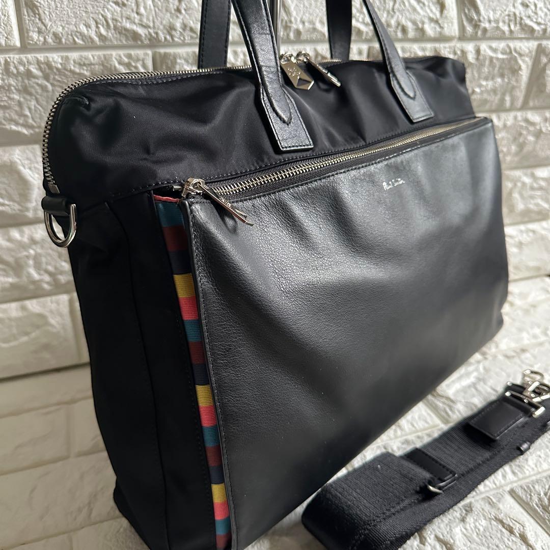 現行品 ポールスミス　ブリーフケース　レザー　ナイロン　ビジネスバック