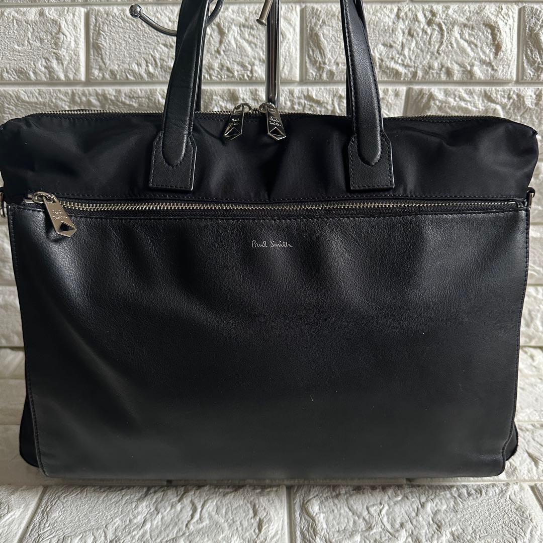 現行品 ポールスミス　ブリーフケース　レザー　ナイロン　ビジネスバック