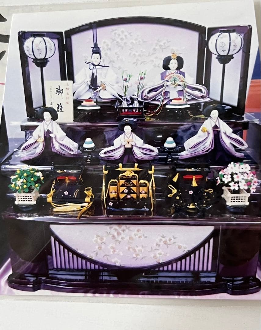 ラベンダーがとにかく可愛い！伝統的 雛人形セット