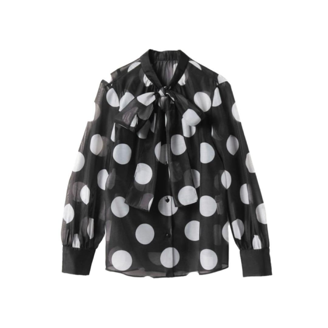 LOULOU WILLOUGHBYドット柄リボンブラウス