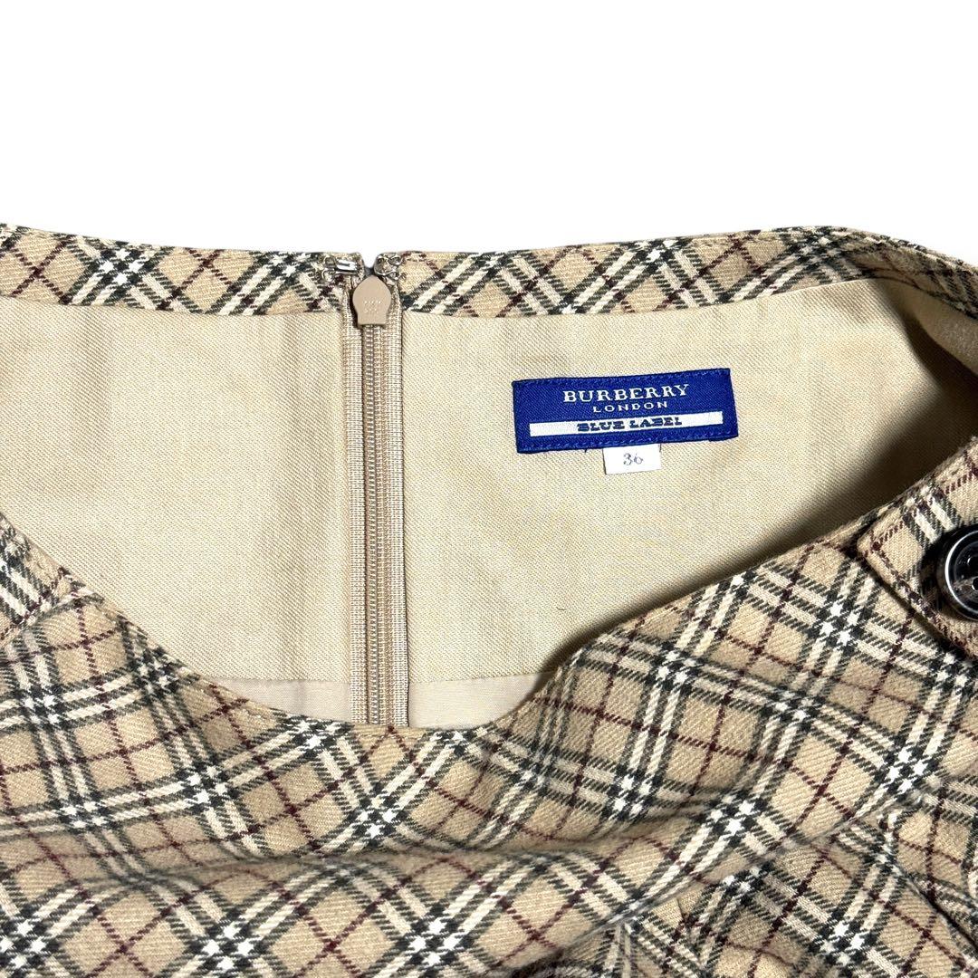 希少✨バーバリーブルーレーベル ミニスカート フレア プリーツ ベージュ S