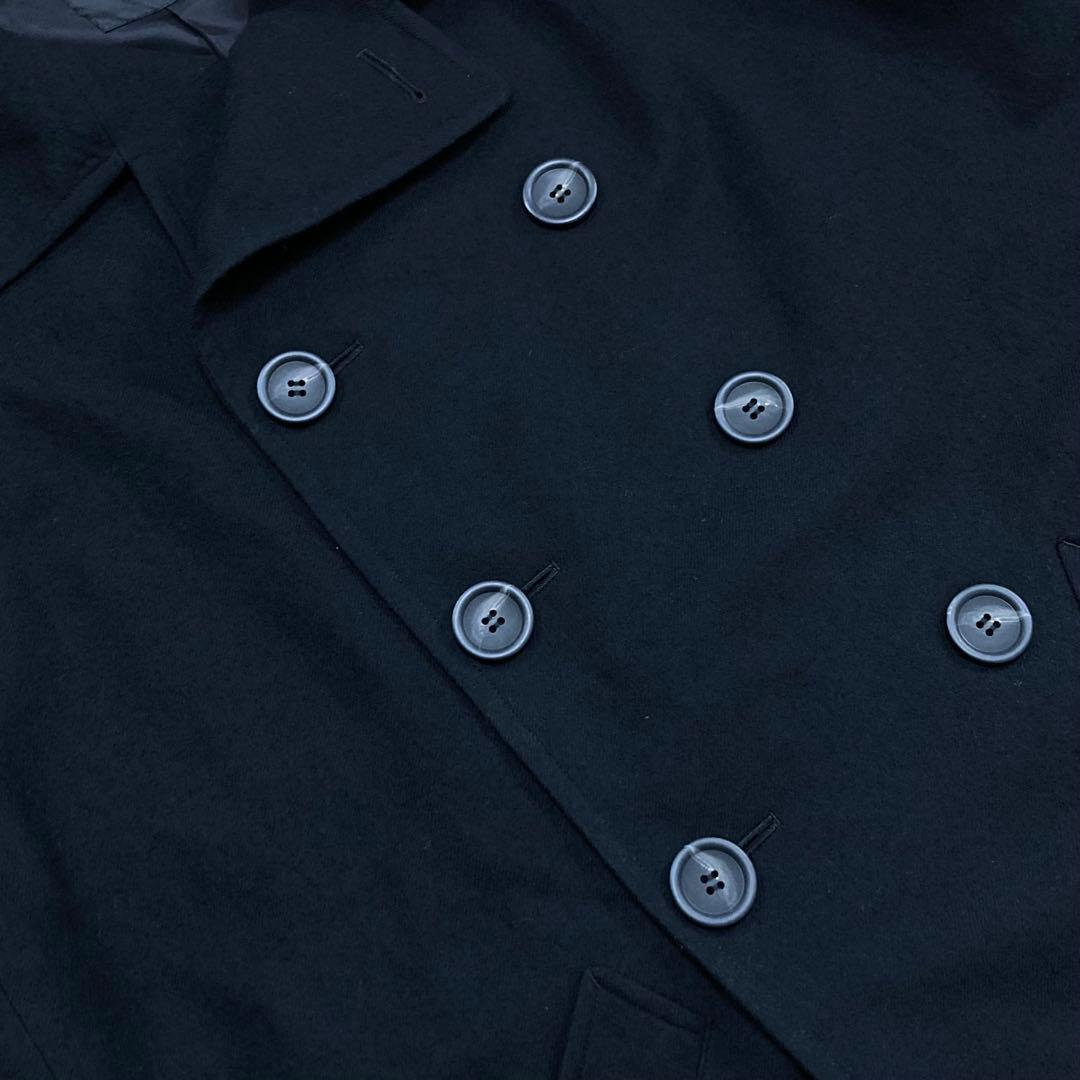 Y's ワイズ ウール ステンカラーコート 黒2