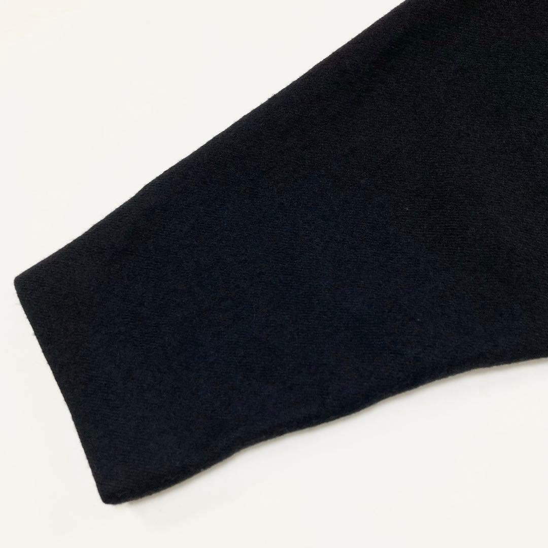 Y's ワイズ ウール ステンカラーコート 黒2