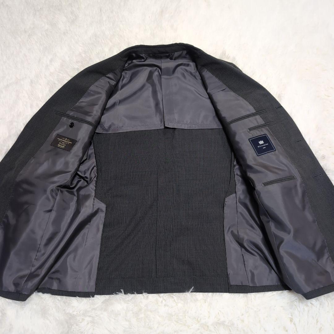 s*x様 美品 高級イタリア製生地 カニノコ ミツミネ セットアップスーツ グレ