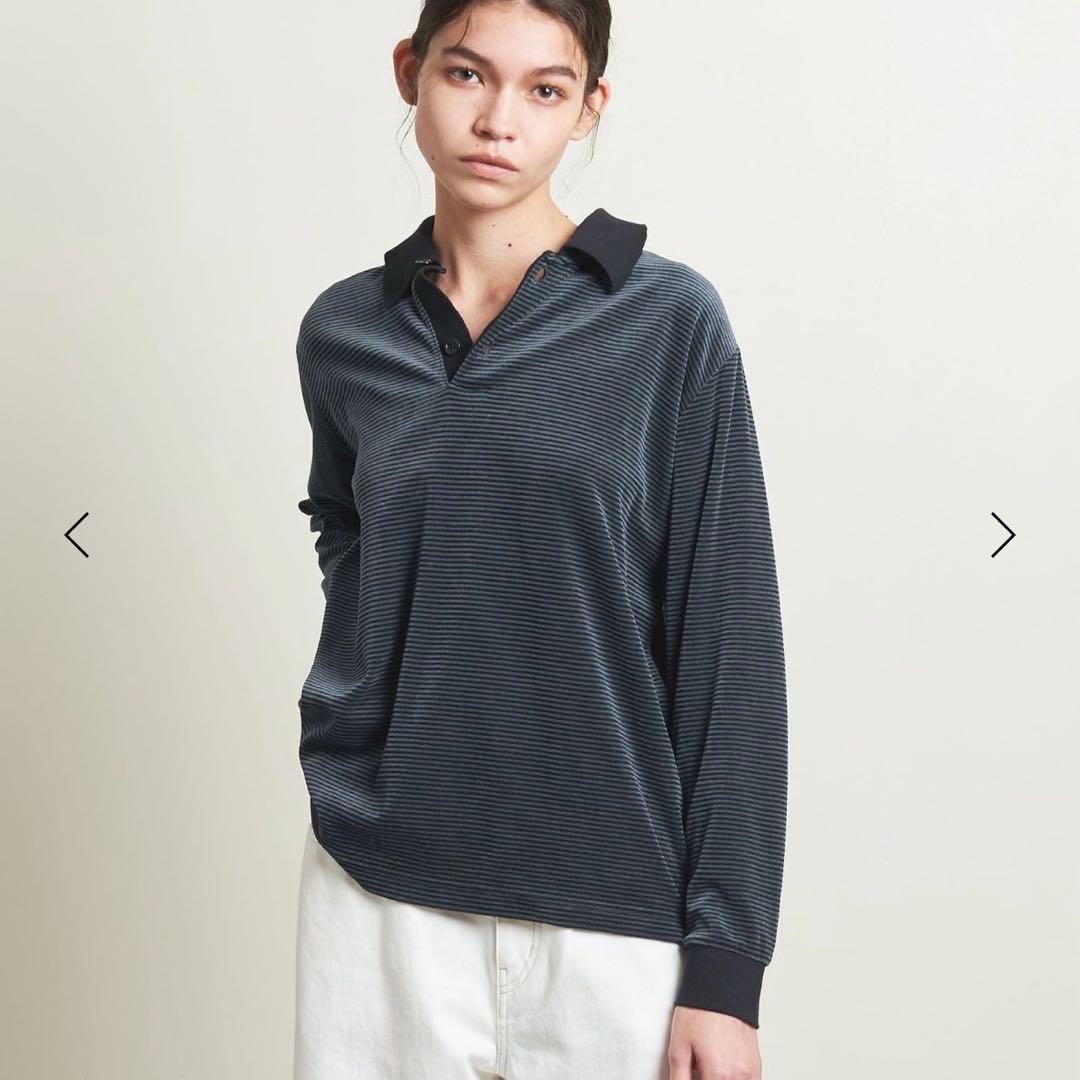 attisession ベロアボーダーポロシャツ【美品】