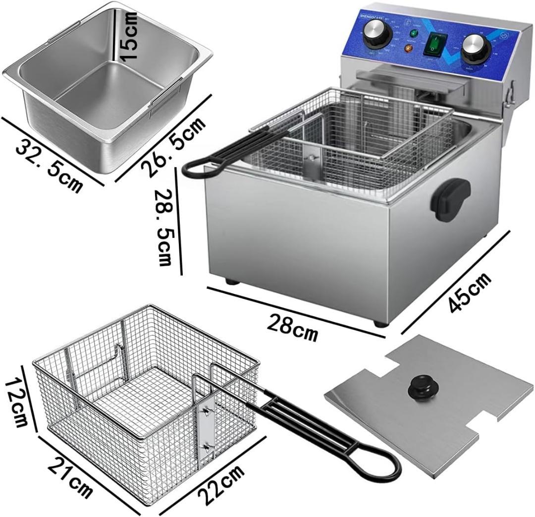 電気フライヤー❣️10L 卓上フライヤー 揚げ物 ミニフライヤー 家庭用 業務用