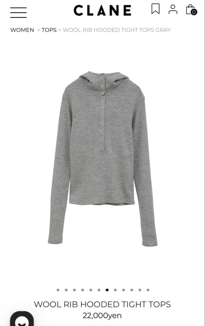 CLANE クラネ WOOL RIB HOODED TIGHT TOPS