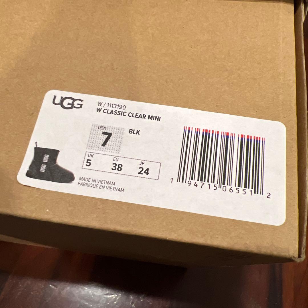 ugg ムートンレインブーツ クラシック クリアミニ ブラック【防水】24cm