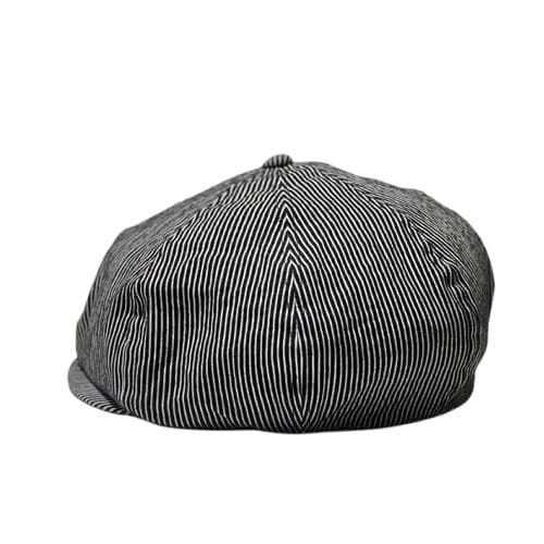 ラスト美品 BY GLADHAND ストライプキャスケット ブラックL 革スベリ