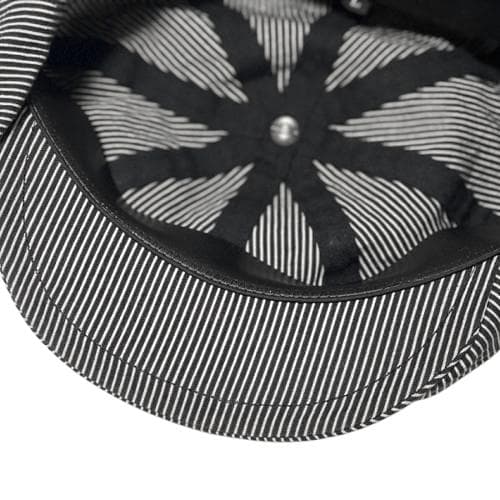 ラスト美品 BY GLADHAND ストライプキャスケット ブラックL 革スベリ