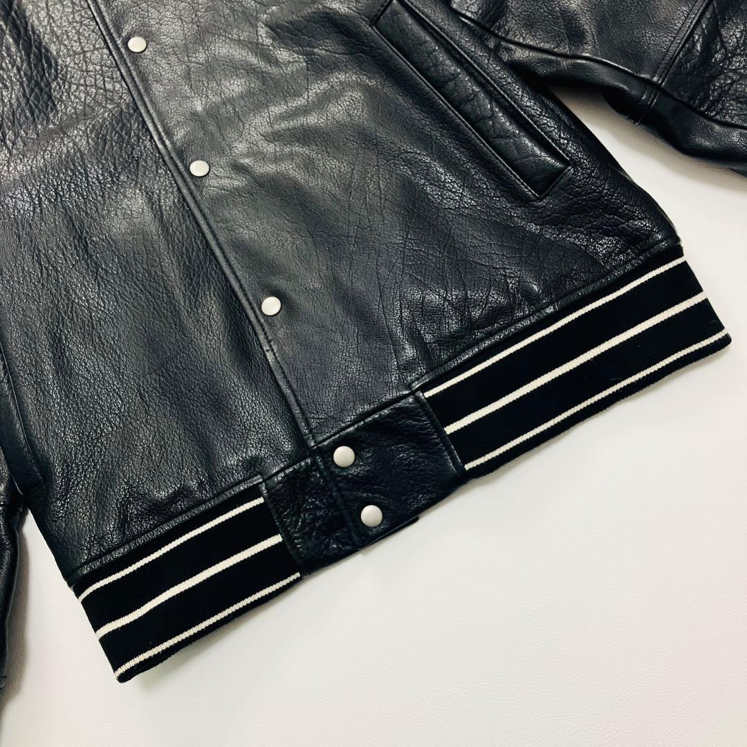【希少サイズ】　ザラ　スタジャン　ボンバージャケット　オールレザー　水牛革　L