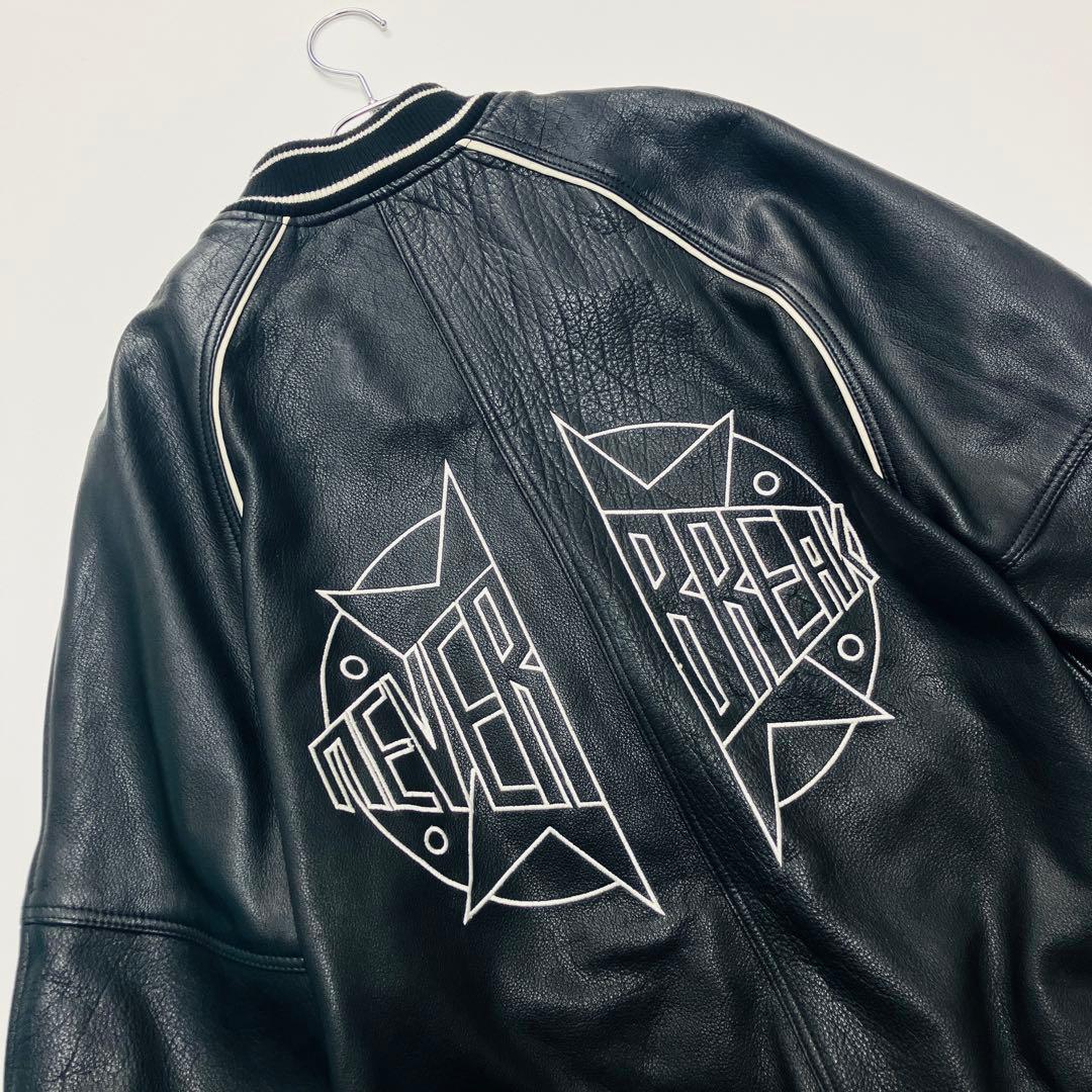 【希少サイズ】　ザラ　スタジャン　ボンバージャケット　オールレザー　水牛革　L