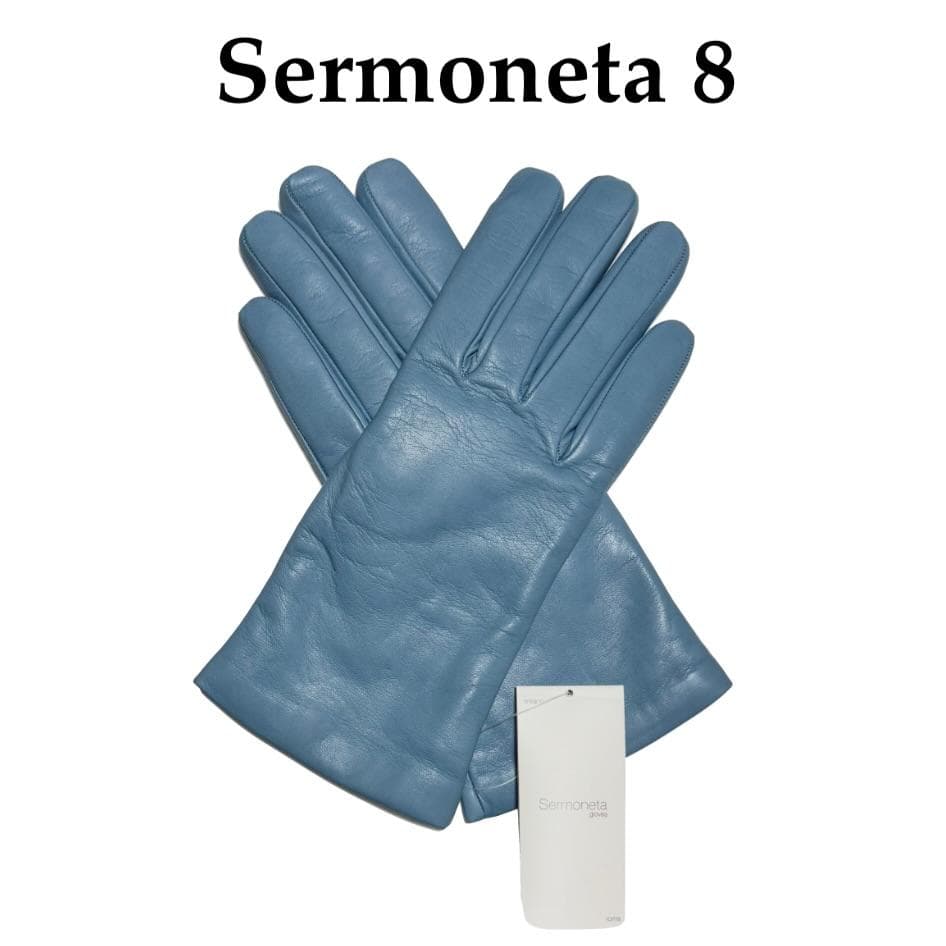 新品未使用 [Sermoneta] セルモネータ本革レザーグローブライトブルー8