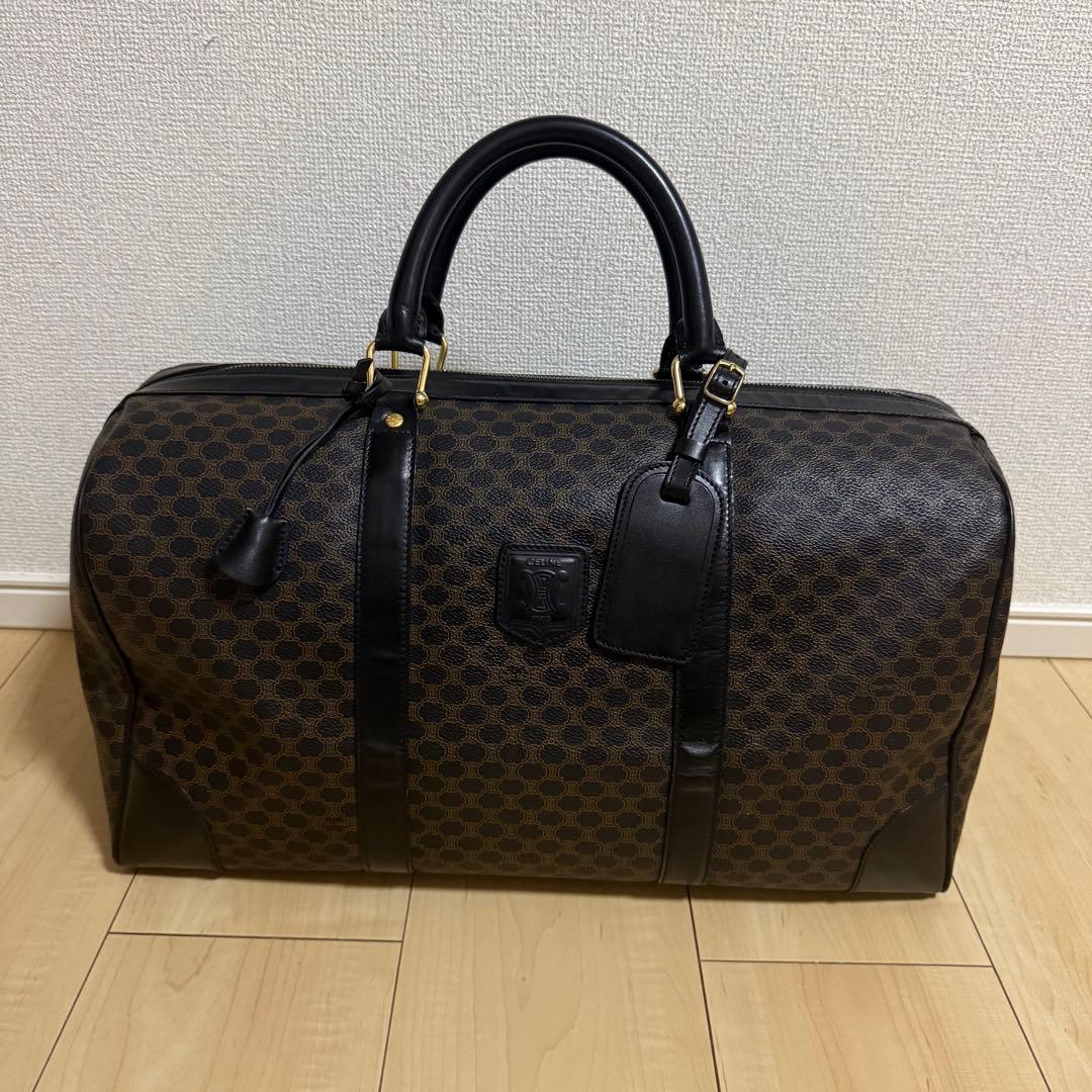 【希少】CELINE セリーヌ マカダム柄 バッグ PVC レザー 黒 オールド