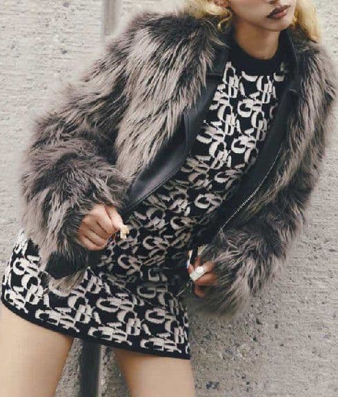 GYDA レイヤードエコファーライダースジャケット　グレー　新品未開封