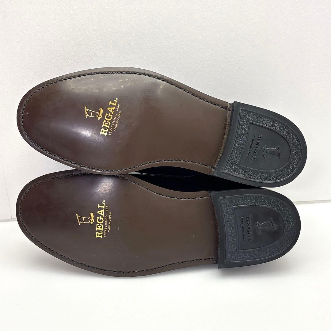 未使用　リーガル　２５０４　プレーントゥ　ガラスレザー　外羽根　25.5