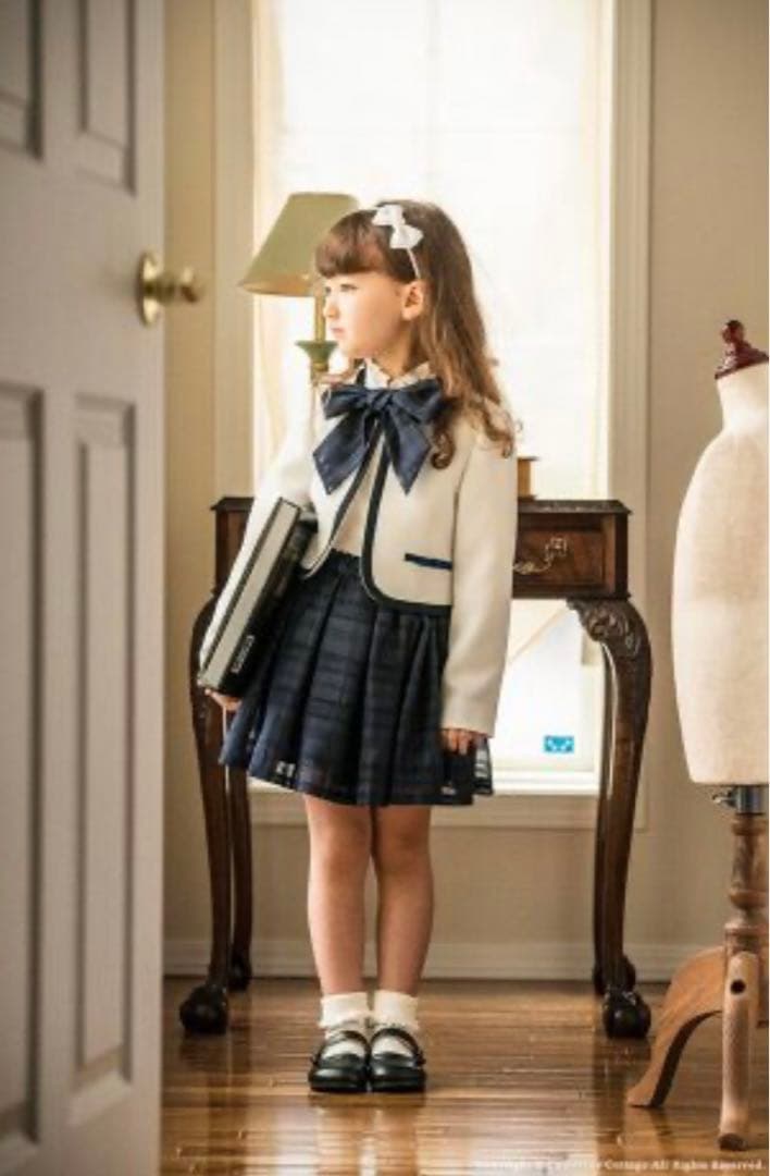 キャサリンコテージ　フォーマル　ホワイト　ネイビー　110センチ