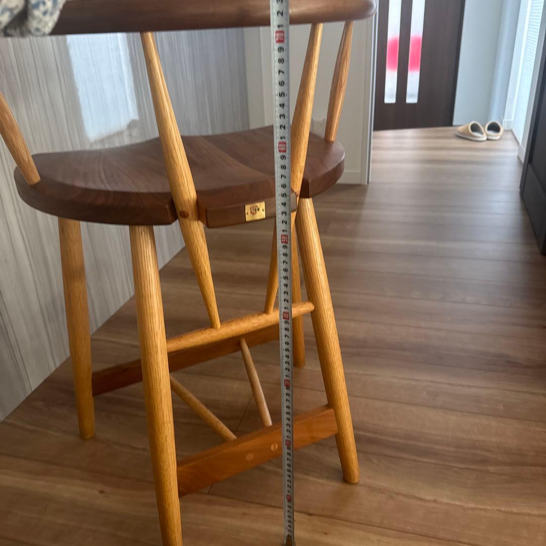 木製スツール 背もたれ付き ブラウン　柏木工　高山wood works TWW