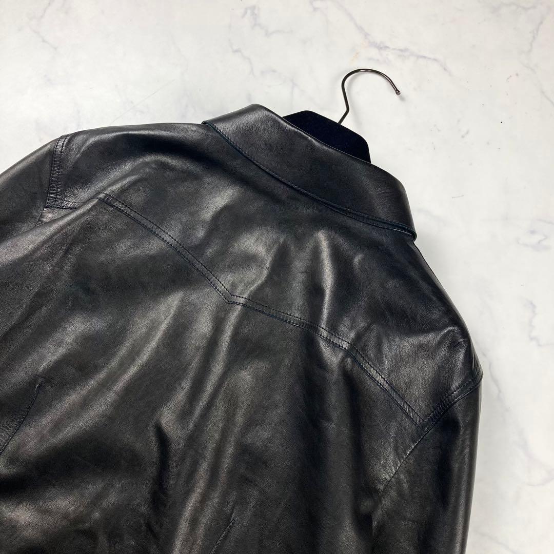 ✨美品✨GUCCI　グッチ　革　ジャケット　シャツ　ブラウス　レザー　黒