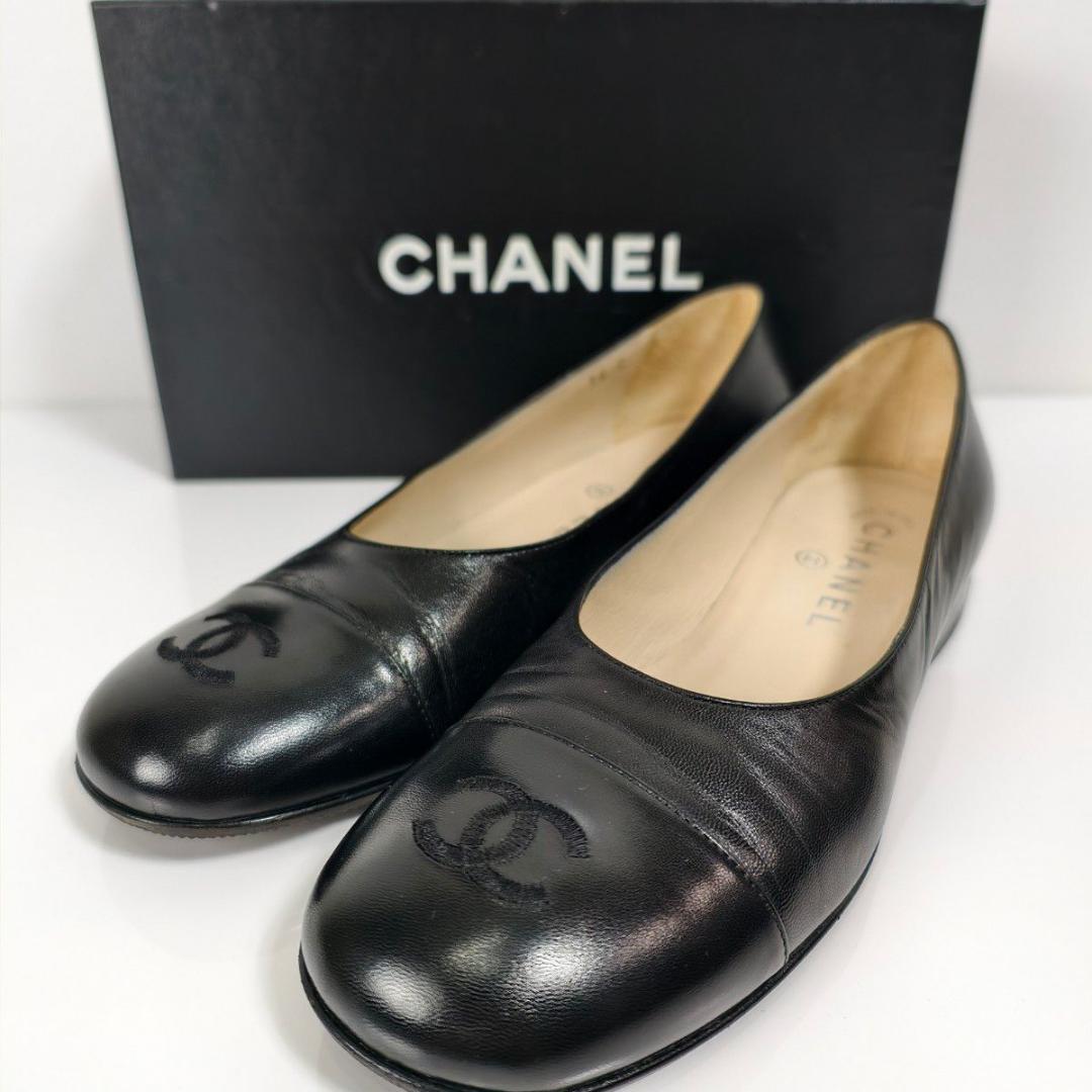 【美品】CHANEL シャネル パンプス レザー ココマーク ブラック 23cm