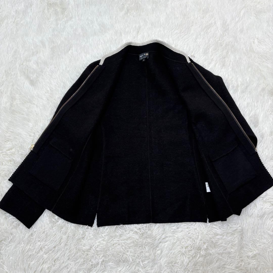 Agnes b カーディガン　ジップアップ　アルパカ混　黒　L 3