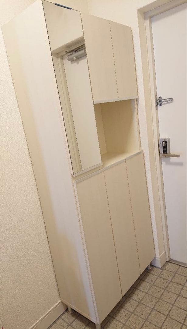 鏡付き下駄箱 ミラー付きシューズボックス 大容量靴収納 靴箱
