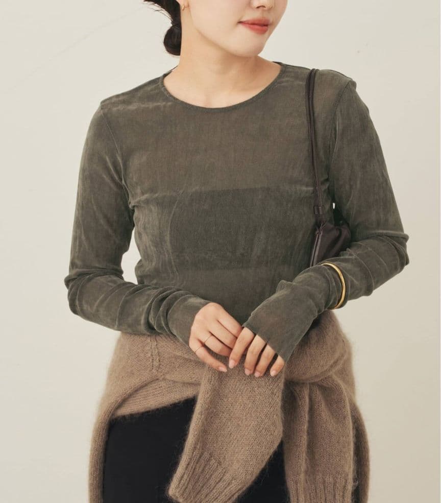 Plage　Flocky Mesh ロンT　グレー