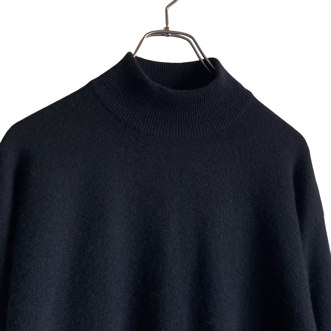 90s FORTE カシミヤ100% モックネックニットセーター　ブラック 黒