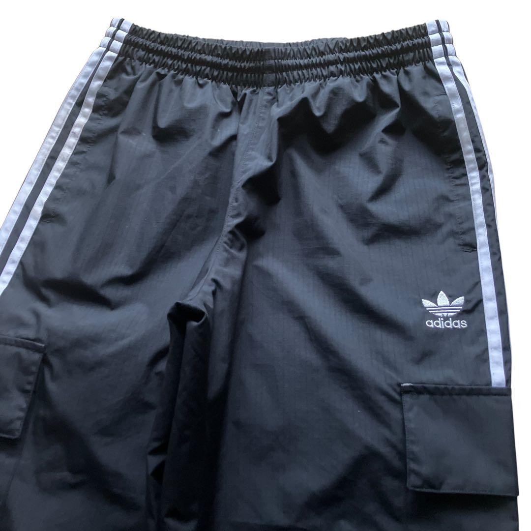 美品 adidas originals バギーナイロンカーゴパンツ 極太ブラック