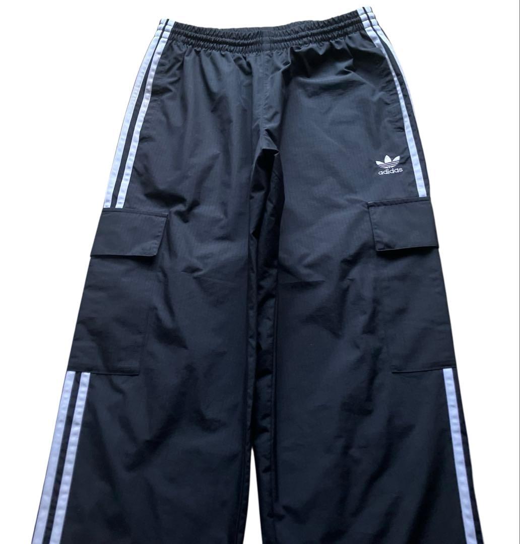 美品 adidas originals バギーナイロンカーゴパンツ 極太ブラック