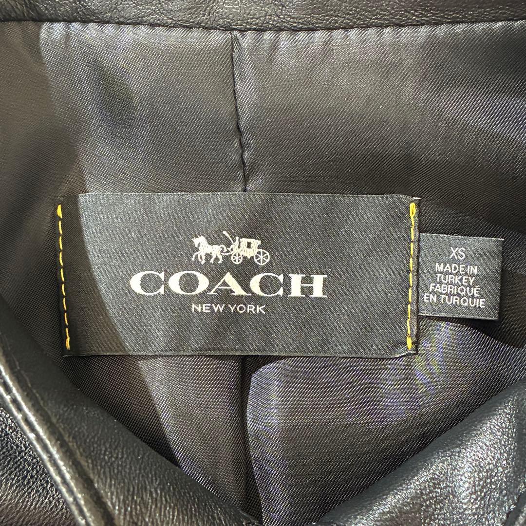 良品★ coach コーチ シングルライダースジャケット ラムレザー レディース