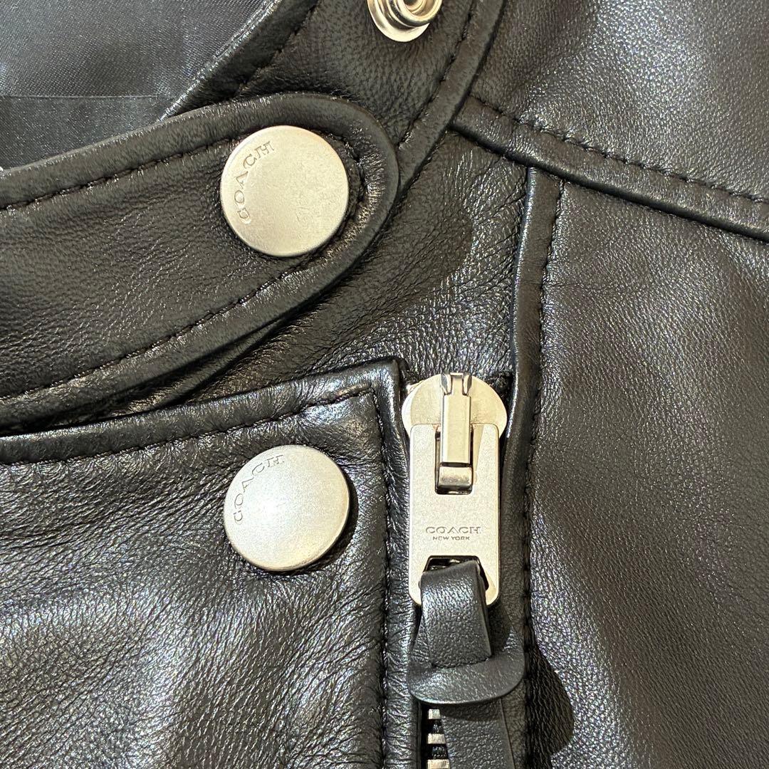 良品★ coach コーチ シングルライダースジャケット ラムレザー レディース
