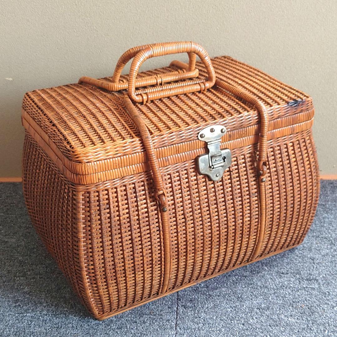 【当時物】 大正バスケット レトロ 籐籠 インテリア 鍵無し
