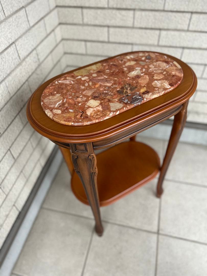 大理石 サイドテーブル コンソールテーブル 花台 猫足