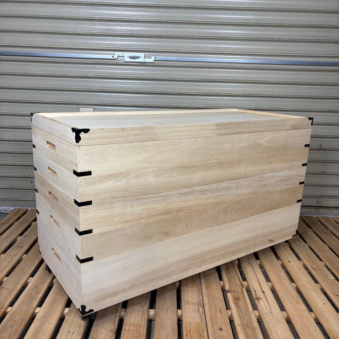 【送料込】桐　キャスター付衣装箱 5段 桐天然木　衣装ケース　着物収納　和家具