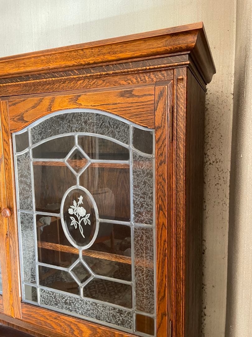 三越家具 Brugge ブルージュ 食器棚 飾り棚 キャビネット 楢材 英国