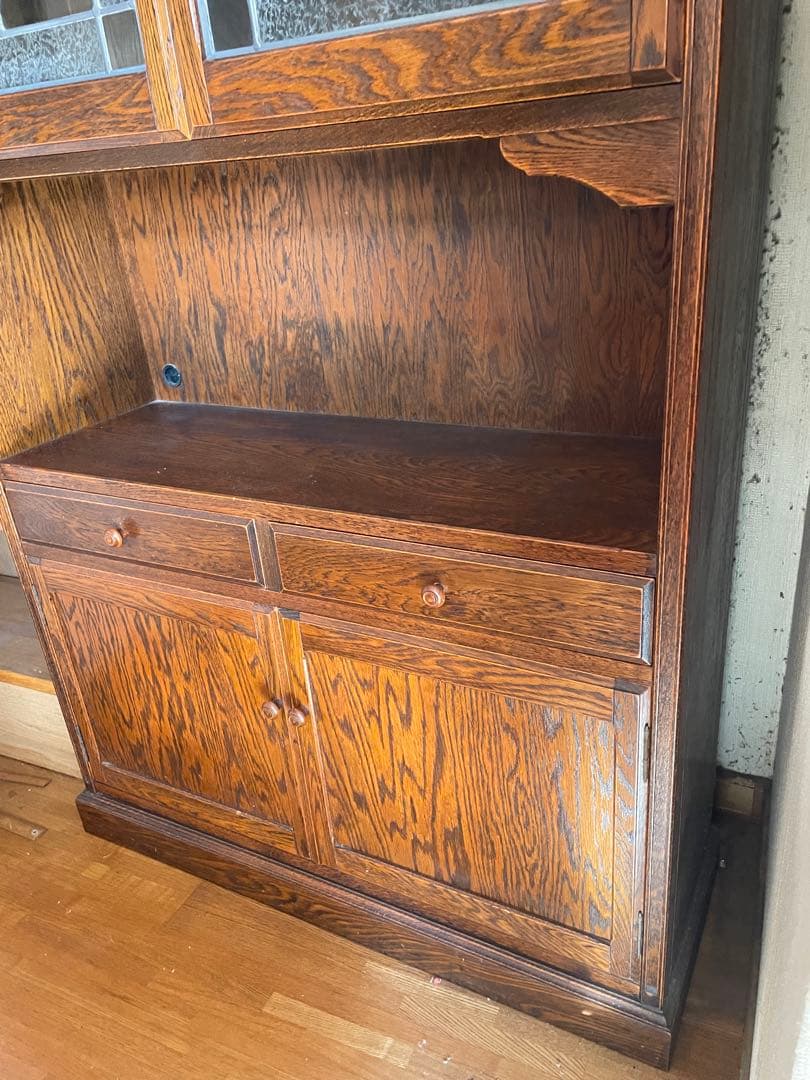 三越家具 Brugge ブルージュ 食器棚 飾り棚 キャビネット 楢材 英国