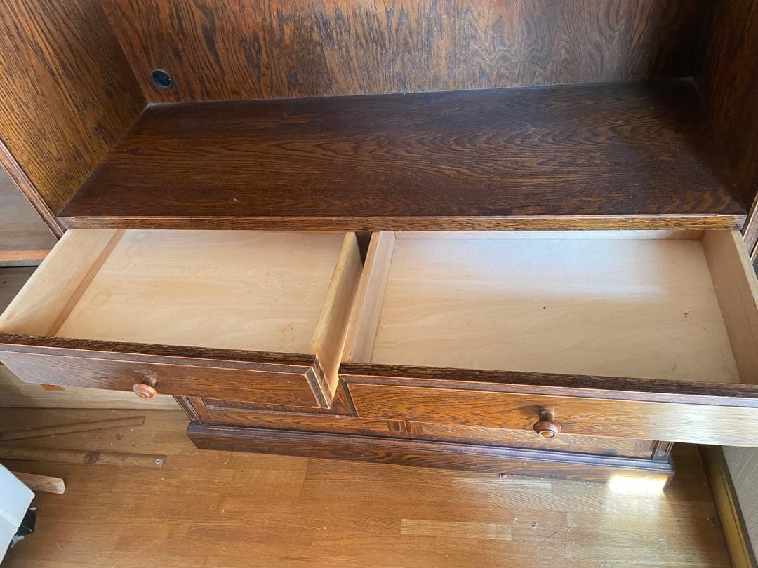 三越家具 Brugge ブルージュ 食器棚 飾り棚 キャビネット 楢材 英国