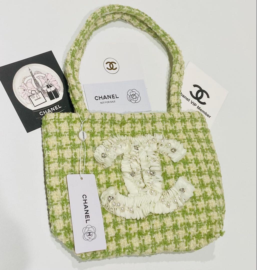 シャネル　トートバッグ フリル　シャネルノベルティ　グリーン