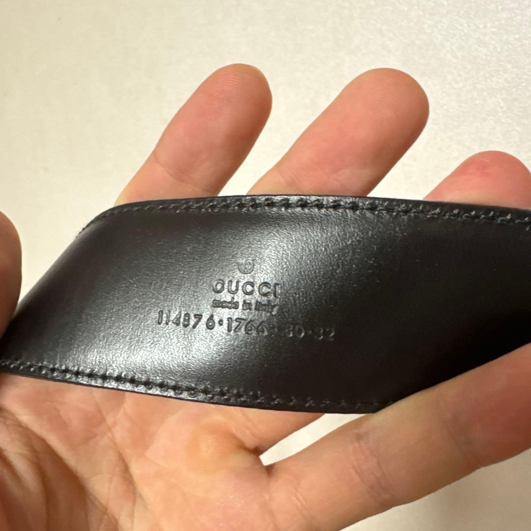 GUCCI ブラック レザー ベルト ダブルG