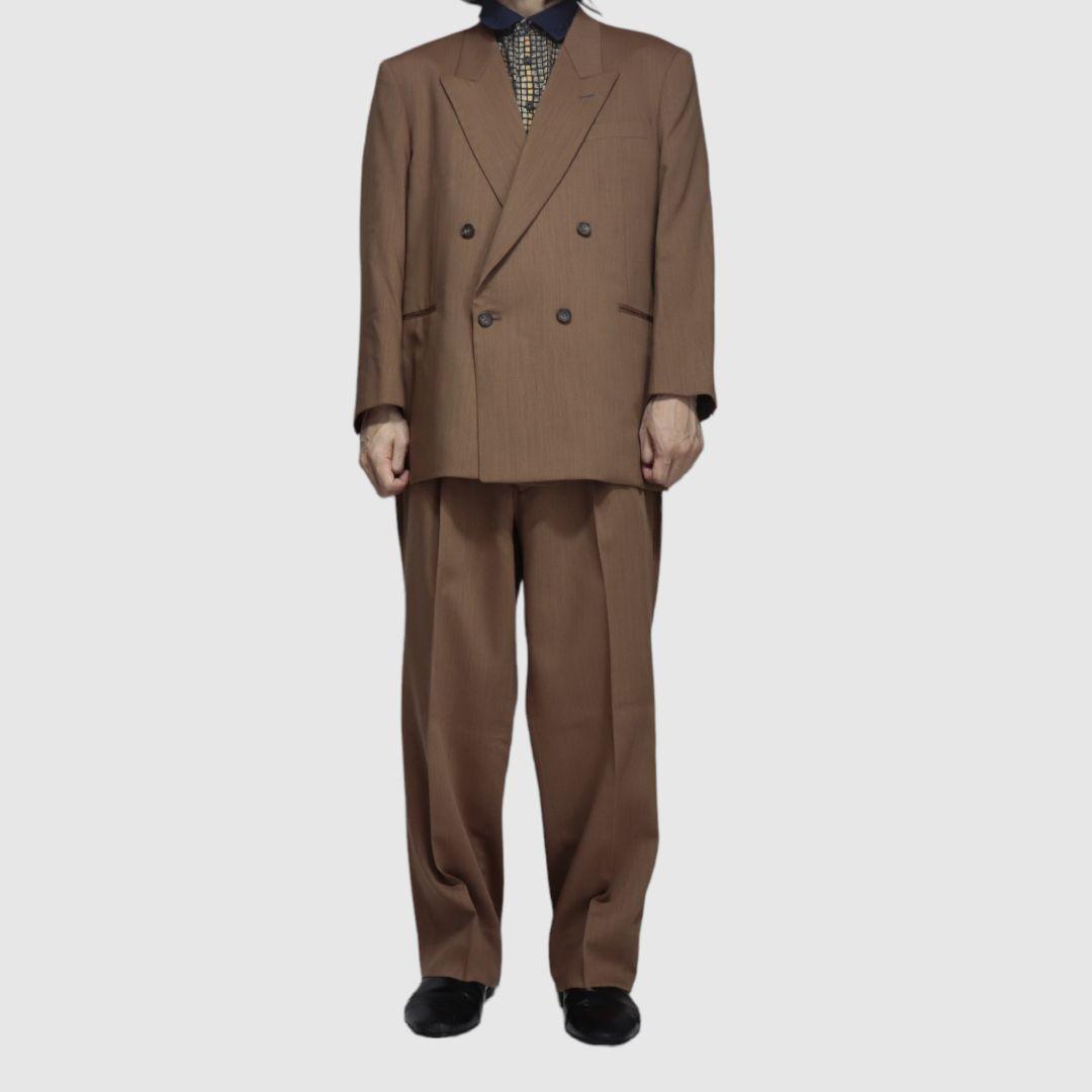 vintage ブラウン　ダブル　セットアップ　スーツ