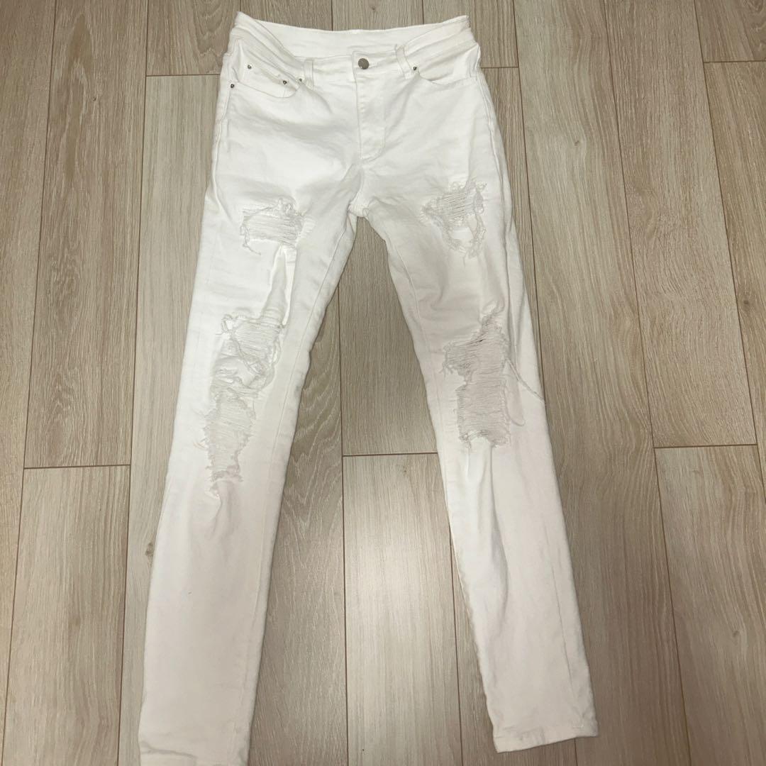 スリムフィットパンツ アミリ ミニマル パープル スビ