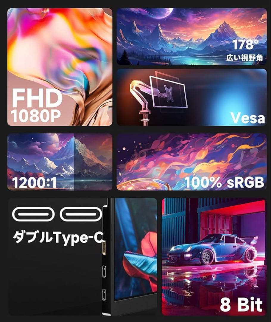 Ingknok 18.5インチポータブルモニターFHD IPSモバイルモニター