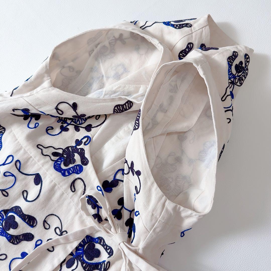 未使用級ꕥサラマリカ 24AW ジーナットコットンツイルエンブロイダリージレ