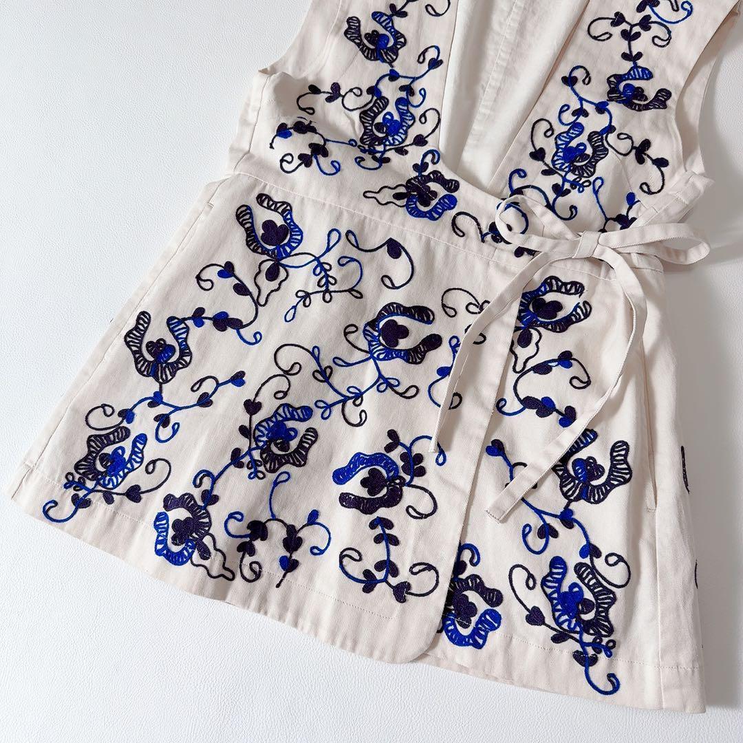 未使用級ꕥサラマリカ 24AW ジーナットコットンツイルエンブロイダリージレ